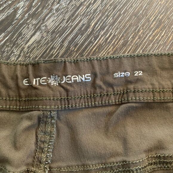 Elite Jeans Olive Drab Stretch Pants sz 22 - Picture 3 of 4